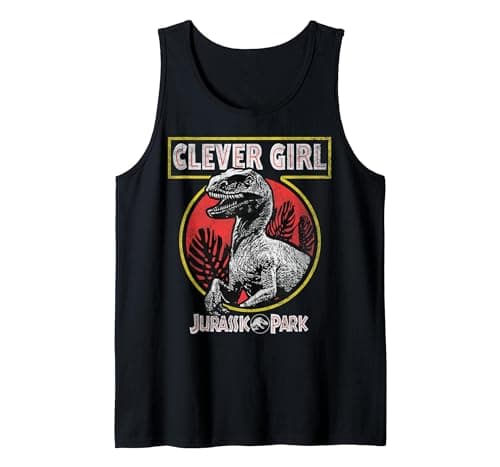 Image of Jurassic Park Clever Girl Raptor Roar Circle Logo Tank Top, Men, Black, Medium