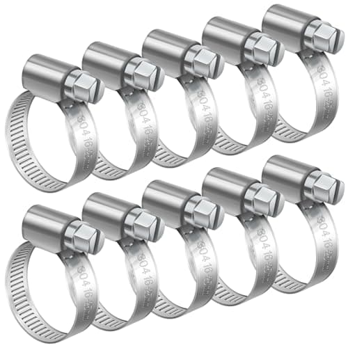 Image of Bolatus Adjustable Hose Clips - 10 Pcs Stainless Steel Worm Drive Clamps for Securing Gas Pipe & Fuel Line Connections