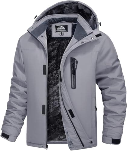 Image of MAGCOMSEN Winter Jackets for Men Snowboard Warm Thick Waterproof Coats Outdoor Skiing Windproof Jackets Grey,S