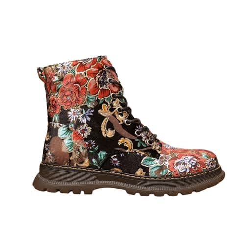 Image of IVACHY Ladies Combat boots- Chunky - Womens Lace up ankle boots- Zip up Closure- Metalic- VEGAN- Warm Lining- Size UK 3 to 7.5