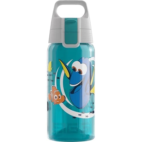 Image of Sigg - Sports Water Bottle For Kids - Viva One Dory (Disney) - Suitable For Carbonated Drinks - Leak-Proof - Dishwasher Safe - BPA Free - For School & Sports - Blue - Finding Nemo Design - 0.5L