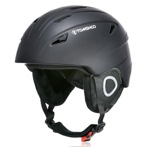 Image of TOMSHOO Ski Helmet Snowboard Helmet With Detachable Earmuff Adjustable fit Professional Skiing Snow Sports Helmet for Men Women (Black, M)