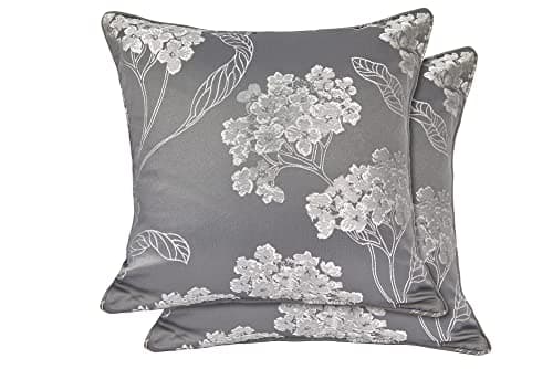 Image of Emma Barclay Blossom - Jacquard Cushion Cover in Silver - 17x17 (43x43cm)