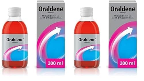 Image of Oraldene Mouthwash | Use at First Sign of Sore Throat | Medicated Mouthwash - Sore Throat Treatment for Adults | 200ml (Pack of 2)