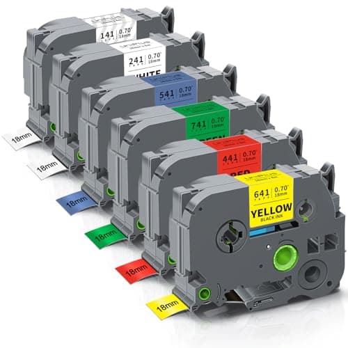 Image of UniPlus Compatible 18mm Label Tape Replacement for Brother P-Touch TZe Laminated Label Tape TZe-241 TZe-141 TZe-441 TZe-541 TZe-641 TZe-741 Use for Brother 1000 PT-1010 PT-D400 PT-D450 PT-D600 PT-1830