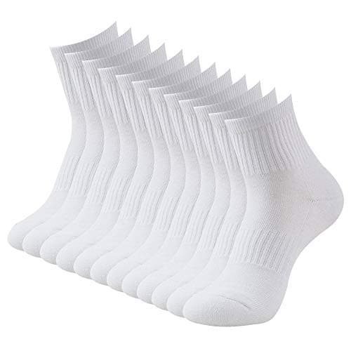 Image of BONANGEL Men's White Ankle Quarter Socks Cushioned in Cotton for Women, for Trainer Running Sports Hiking Outdoors 6 Pairs
