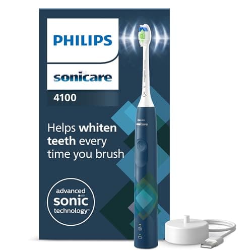 Image of Philips Sonicare 4100 Electric Toothbrush, Sonic Toothbrush with Two Modes, Pressure Sensor and Timer, Malibu Blue Prismatic, Model HX3689/42