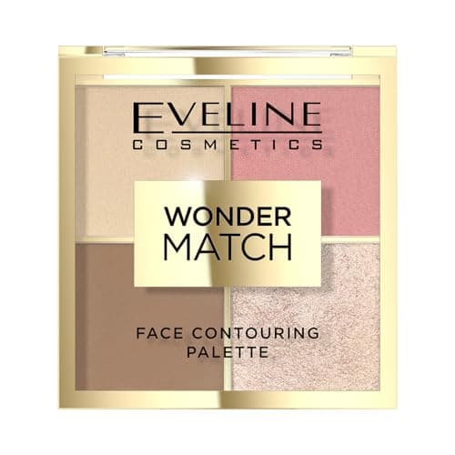 Image of Eveline Cosmetics Wonder Match 4-in-1 Face Contouring Palette - Bronzer, Blush, Highlighter, and Finishing Powder - Vegan Formula, Chocolate Scent