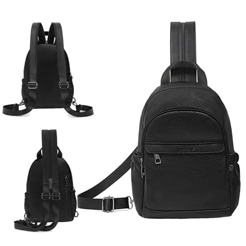 Image of ECOTISH Women's Backpack, Anti Theft Rucksack, Travel Shoulder Bag, Small Sling Bag Casual Daypacks School Bag for Girls Ladies Mini Fashion Crossbody Bag for College Work (Black)