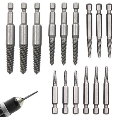 Image of 15 Screw Remover and Extractor Bit Set, Damaged Screw Extractor Set 1/4" Hex Quick Shank Stripped Screws Extractors, Bolt Extractors Kit Suitable for Home Repairs Electricians Carpenters