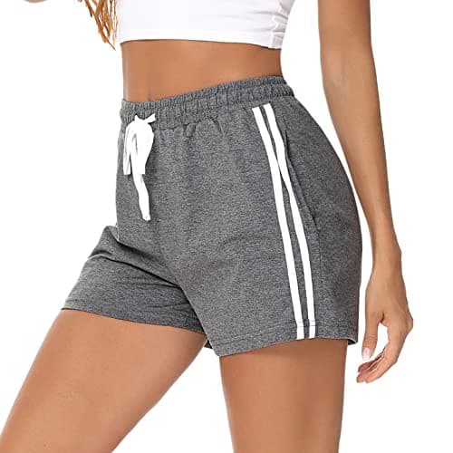 Image of Irdcomps Women'sSport Shorts Cotton Lounge Running Gym Athletic Tracksuit Bottoms Comfy Hiking Travel Casual Sweat Shorts with Pockets(Dark Grey,M)