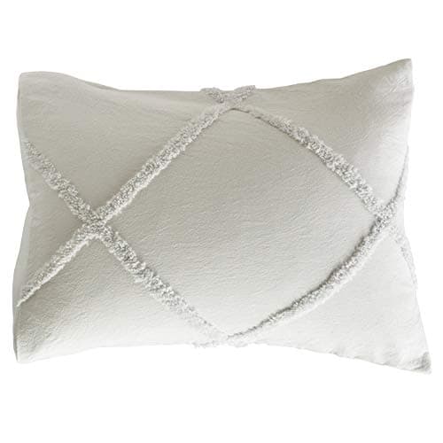 Image of Chenille Lattice 100% Cotton Solid Color Decorative Pillow Sham, King Size, 20W x 36L, Grey
