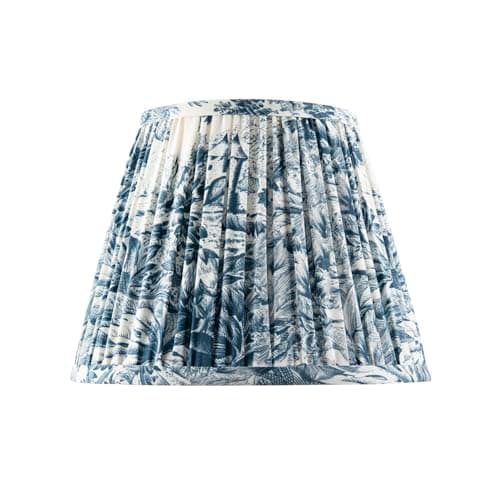 Image of Traditional Floral Tapered Lamp Shade in Navy Midnight Blue and White | 25cm Diameter | Faux Silk Inner Lining by Happy Homewares