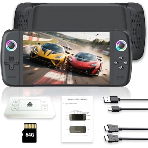 Image of New M27 Handheld Game Console,Built-in 64G with 20000 games,Linux System,7-inch big IPS Screen,Portable Pocket Mini Arcade,HD Output (Black,64G)