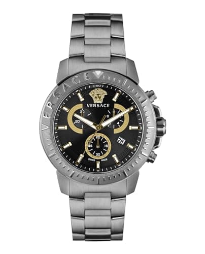 Image of Versace Men's Quartz Fashion Bracelet and Stainless Steel Case Grey Dial Analogue Display Black Watch - VE2E00621