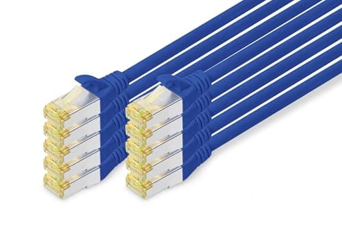 Image of DIGITUS LAN cable Cat 6A - 1m - 10 pieces - RJ45 network cable - S / FTP shielded - Compatible with Cat-6 & Cat-7 - blue