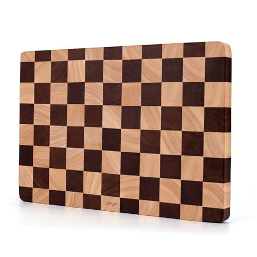 Image of Wooden Chopping Board 38 x 25 cm, Checkerboard Design, Multipurpose Cutting Board for Meat, Cheese, Bread, Fruit, Charcuterie Serving Tray for Kitchen