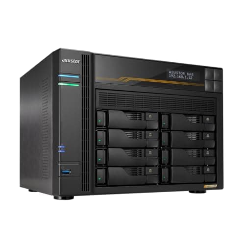 Image of Asustor Lockerstor 8 Gen3 AS6808T 8 Bay NAS Network Storage, AMD Ryzen Quad-Core 2.3 GHz, 16GB RAM ECC DDR5, 4 M.2 NVMe Slots, Dual 5GbE & Dual 10GbE Port, USB4 Type-C, Network Attached Storage