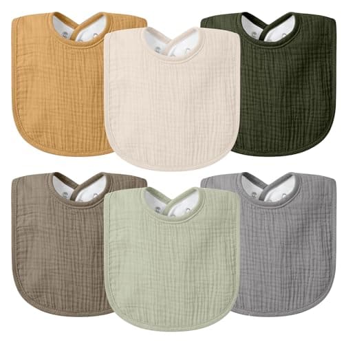 Image of VOMARHUG Muslin Baby Dribble Bibs for Girls Boys,Super Absorbent Bandana Bibs 0-36months,Soft Cotton 6Pack
