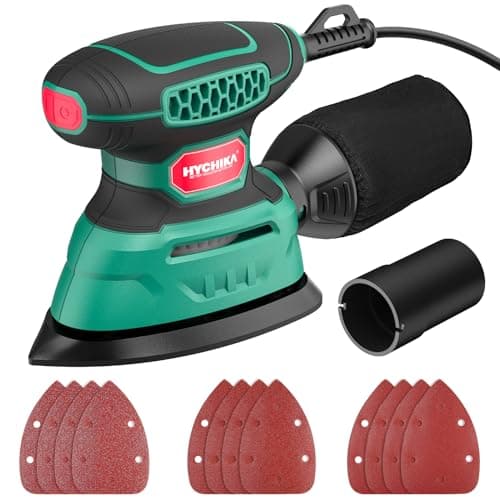 Image of HYCHIKA 140W Detail Electric Sander, 13000 OPM Mouse Sander Efficient Dust Collection, with 12PCS Sanding Sheets, Ideal for Sanding Wood and Removing Rust and Paint
