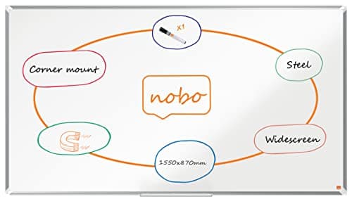 Image of Nobo Premium Plus Widescreen Steel Magnetic Whiteboard – 1880x1060mm, Aluminium Trim, EU Ecolabel Certified, 1915374