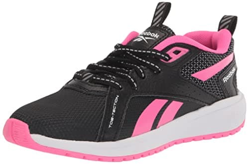 Image of Reebok Girls Durable XT Running Shoe, Black/Atomic Pink/White, 3.5 Little Kid