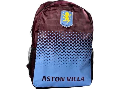 Image of Aston Villa FC Official Fade Design Backpack, Claret and Sky Blue, Football Club Logo