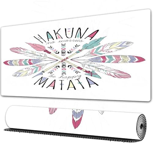 Image of FEHWI Gaming Mouse Pad Extra Large Keyboard Mouse Mat Desk Pad Soft Smooth Surface and Anti-Slip Rubber,aztec lettering print hakuna matata summer t-shirt design,16x35.5 in