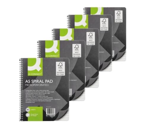 Image of Q-Connect Executive A5 Plus 80 Leaf Ruled Feint and Margin Spiral Pad (Pack of 5)