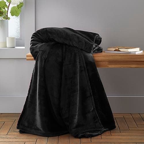 Image of Catherine Lansfield Raschel Velvet Touch 130x170cm Blanket Throw Black