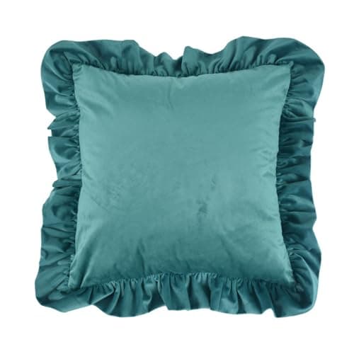Image of Shurhome 17.7In / 19.7in Pillowcase Square Ruffled Pillow Shams Plush Fabric Wrinkles Resistant Zippered Sofa Bedroom Decoration Plush Fabric Pillow Case