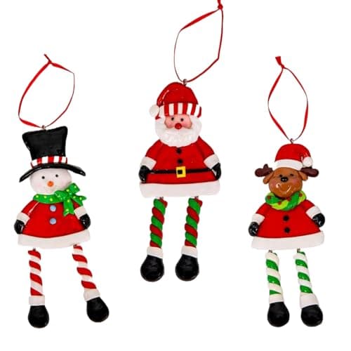 Image of Christmas Tree Hanging Decorations Santa Snowman Reindeer Xmas Tree Wall Home Décor Ornaments 3pcs Set