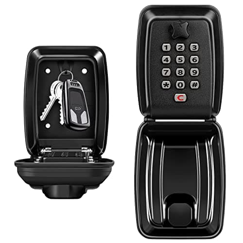 Image of LUROON Key Safe Outdoor Waterproof Wall Mounted Super Security Extra Large Key Box Police Approved Lockbox 12-Digit Combination Key Storage Box with Weatherproof Cover for Home Garage Office School