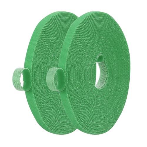Image of PATIKIL 0.4IN x 33FT Hook and Loop Tape, 2 Pcs Double-Sided Nylon Strips Reusable Cable Ties Roll Multi-Purpose Cord Management Tape Wrap Fastener for Home Office, Green