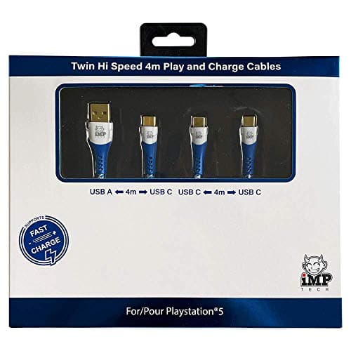 Image of iMP Tech PS5 High Speed 4 Metre Play & Charge Cable Twin Pack (PS5)