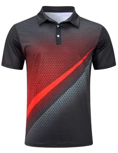 Image of Goodstoworld Polo Shirts for Men UK Summer Classic Collared Polos 3-Button Placket Split Hem Regular Fit 3D Printed Black Polka Dots Short Sleeve Golf Polo Shirts Mens L