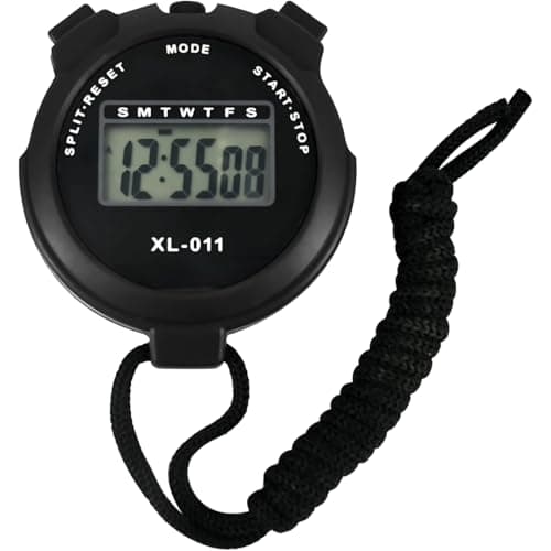 Image of Digital Sports Stopwatch Timer Stopwatch Large Display Interval Training Timer Outdoor Split Stop Watch Lap Timer Digital Calendar Alarm Clock Referee Watch for Training Swimming Running (black)