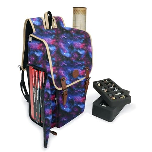 Image of ENHANCE Designer Edition DnD Backpack - Stylish RPG Backpack for Dungeons and Dragons - Travel DnD Bag fits 4 Books and Binder with Miniature Storage, Map Holder, Comfortable Shoulder Straps