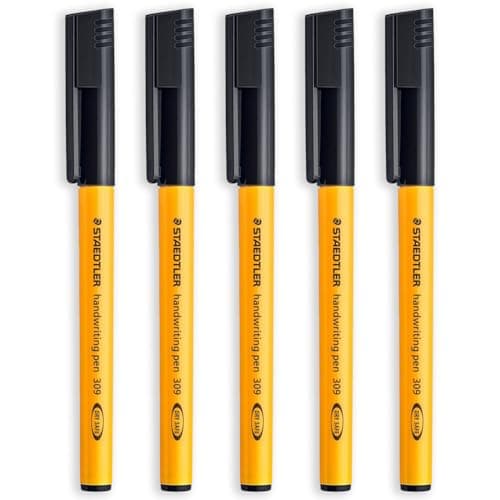 Image of STAEDTLER 309 Handwriting Pen - 0.6mm Nib - Home, School, Office, Work Stationery (Black, Pack of 5)