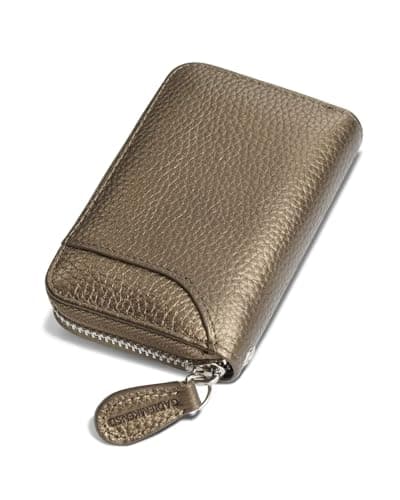 Image of GADIEMKENSD Women Credit Card Holder Small RFID Wallet Zipper for Travel Leather Accordion Wallets Inserts Case Photo Business Cards Organizer Cute Compact Credit Card Slot Cash Slots Bronze