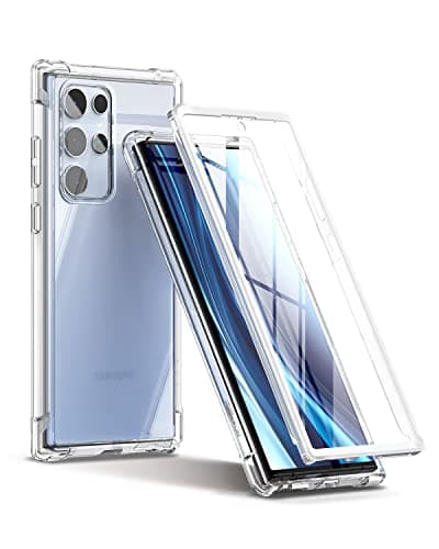 Image of SURITCH for Samsung S22 Ultra Case Clear 5G 6.8 inch【Built in Screen Protector】 360 Full Body Hybrid Protection Hard PC+Soft TPU Rubber Bumper Case Protector Cover for Samsung Galaxy S22 Ultra-Clear
