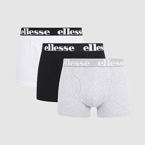 Image of Ellesse Mens Hali 3pk Boxers Underpants, Black/Grey/White, M EU