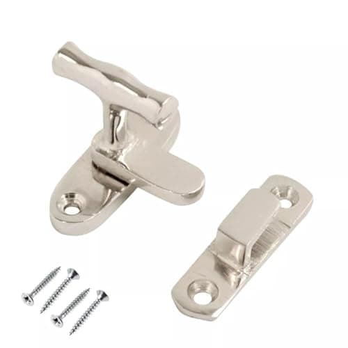Image of Showcase Type Catch Polished Chrome 40mm Showcase Cabinet Catch Fastener Gate Shed Door Rabbit Hutch Thumb Turn Button with Fixing Screw Pack of 1.