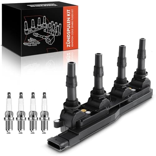 Image of Frankberg 1x Ignition Coil+4x Ignition Coil Compatible with Astra G Caravan T98 1.8L 1998-2004 Corsa C F08 F68 1.8L 2000-2009 Vectra B J96 1.8L 1995-2002 Replace# 0242229654