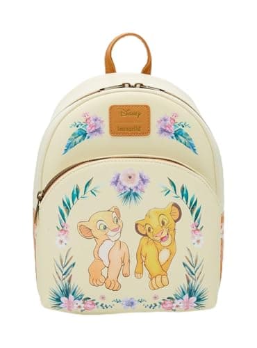 Image of Hot Topic Loungefly Disney The Lion King Simba & Nala Floral Mini Backpack, Brown