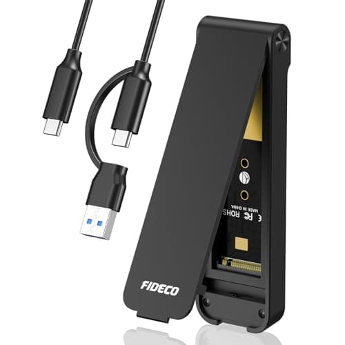 Image of FIDECO M.2 NVMe SSD Enclosure, M.2 NVMe to USB Adapter, USB 3.2 Gen 2 (10Gbps) SSD Reader for M & M+B Key, Sandwich Style Design, Tool-Free Installation, Support UASP and TRIM