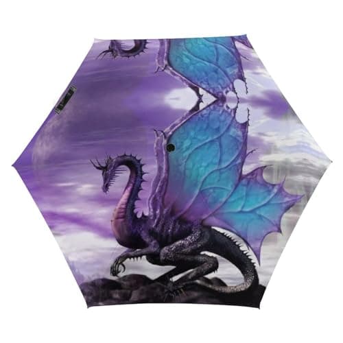 Image of LEDFCVSU Folding Umbrella, Purple Dragon Purple Moon Umbrella,5 Fold Travel Umbrella for Windproof, Rainproof