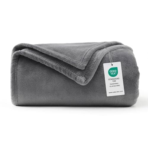 Image of WAVVE Fleece Blanket Sofa Throw Grey 4ft x 5ft - Fluffy Soft Warm Versatile Blanket for Sofa/Couch/Bed Throw/Single Size Gray,130x150 cm
