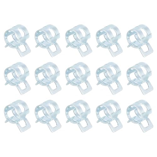 Image of Sourcingmap 15Pcs Spring Band Type Action Fuel/Silicone Vacuum Hose Pipe Clamp, 8.5mm Low-Pressure Air Spring Hose Clip Clamp for Automotive Oil Pipe Water Pipe, Blue White Zinc