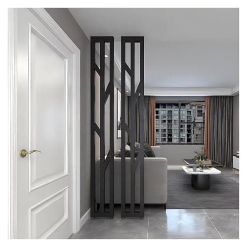 Image of YLLFFLL Living Room Floor to Ceiling Wall Post Partitions Screens White Black, Metal Modern Room Divider Column with Adjustable Feet, Office Dividers Pillars(Black,70cm/27.5in/2.3ft)